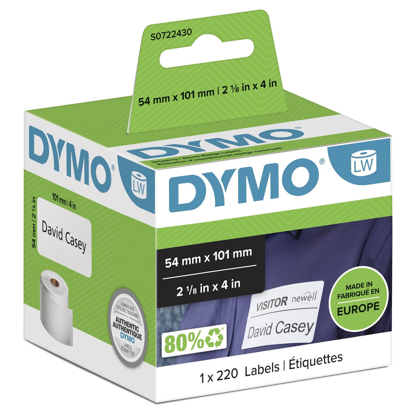 DYMO 99014/S0722430 DirectLabel-etikettes white 101mm x 54mm for Dymo 400 Duo/60mm Labels