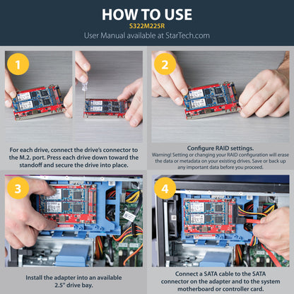 StarTech.com M.2 to SATA Adapter for M.2 SATA SSDs, Dual Slot M2 Drive Host Hub