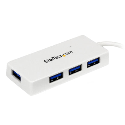 StarTech.com Portable 4 Port SuperSpeed Mini USB 3.0 Hub - White~Portable 4 Port