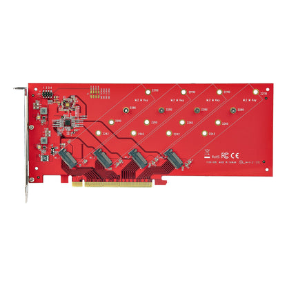 StarTech.com Quad M.2 PCIe Adapter Card, PCIe x16 to Quad NVMe or AHCI M.2 SSDs, PCI Hub