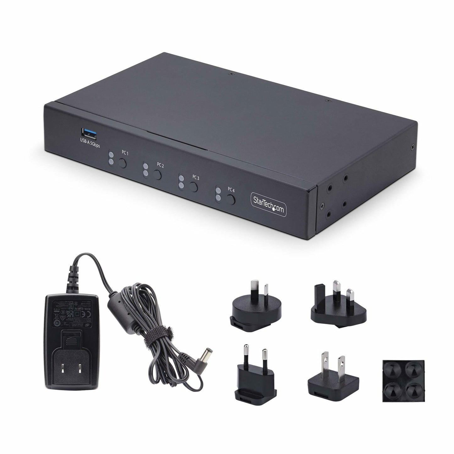 StarTech.com 4-Port KM Switch with Mouse Switching, USB Switch for Keyboard/Mouse