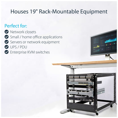 StarTech.com 12U 4-Post Server Rack, 19in Open Frame Rack with 40in (101cm) Mounting