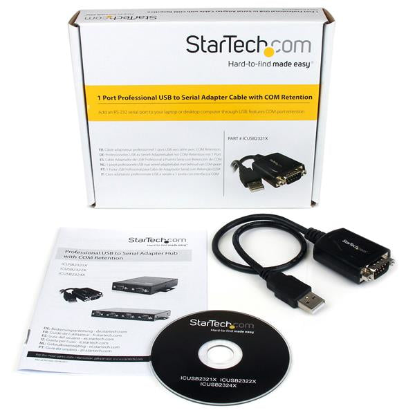 StarTech.com 1ft (30cm) 1-Port Professional USB to Serial Adapter Cable with COM