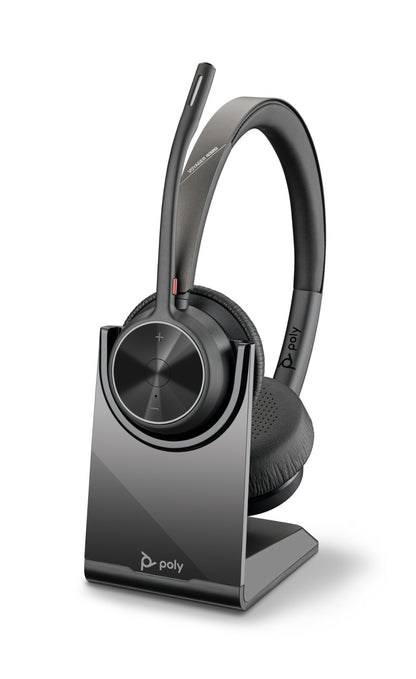 HP Poly Voyager 4320 UC Stereo USB-A Headset +BT700 USB-A Adapter +Charging Stand