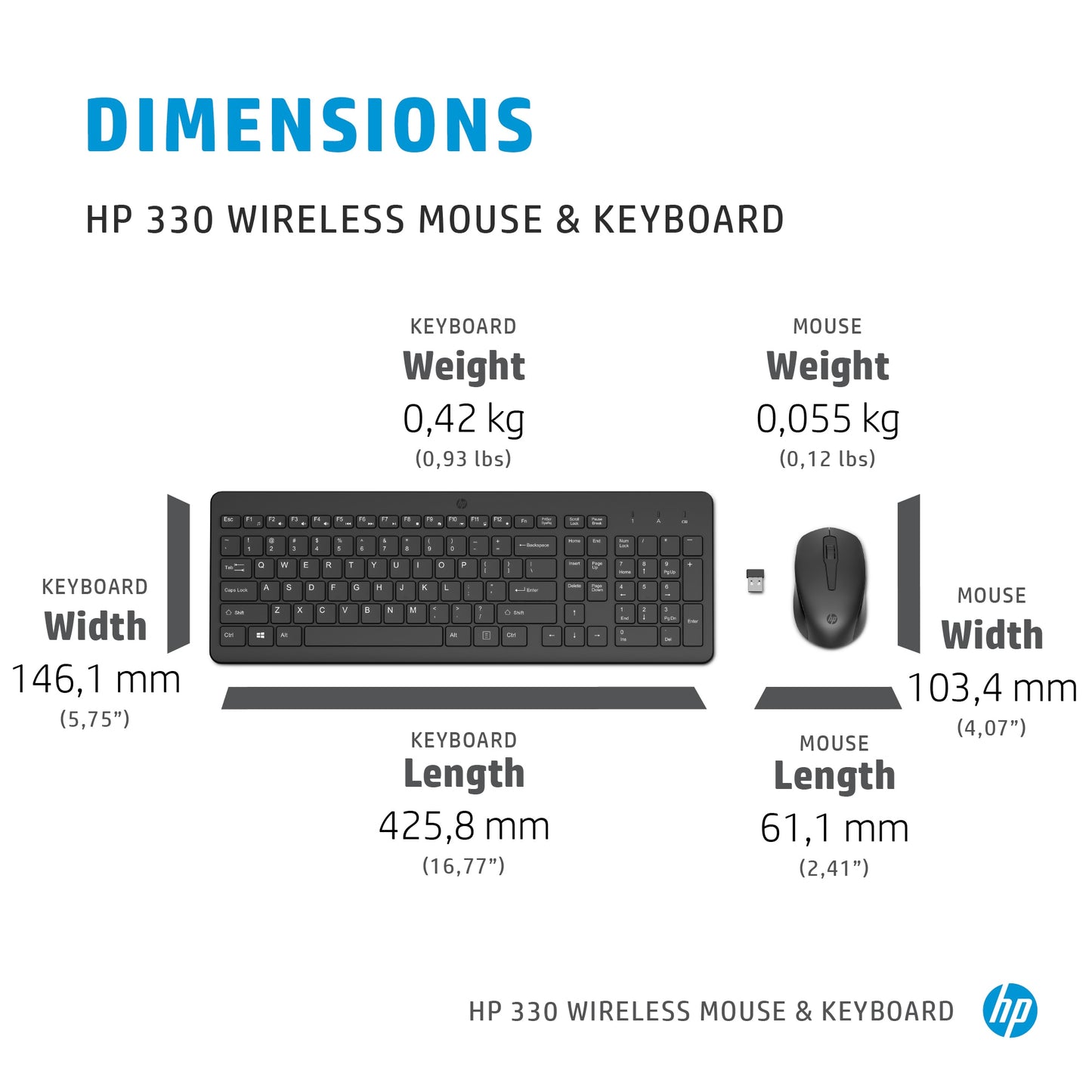 HP 330 Combination Wireless Keyboard & Mouse Combo