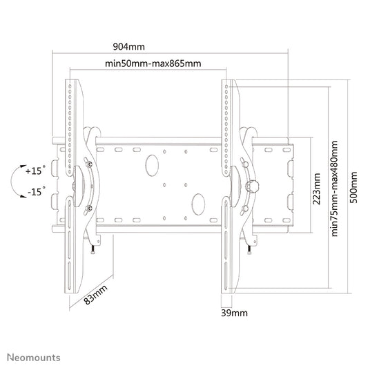 Neomounts PLASMA-W200BLACK TV mount wall 37-85" - tiltable