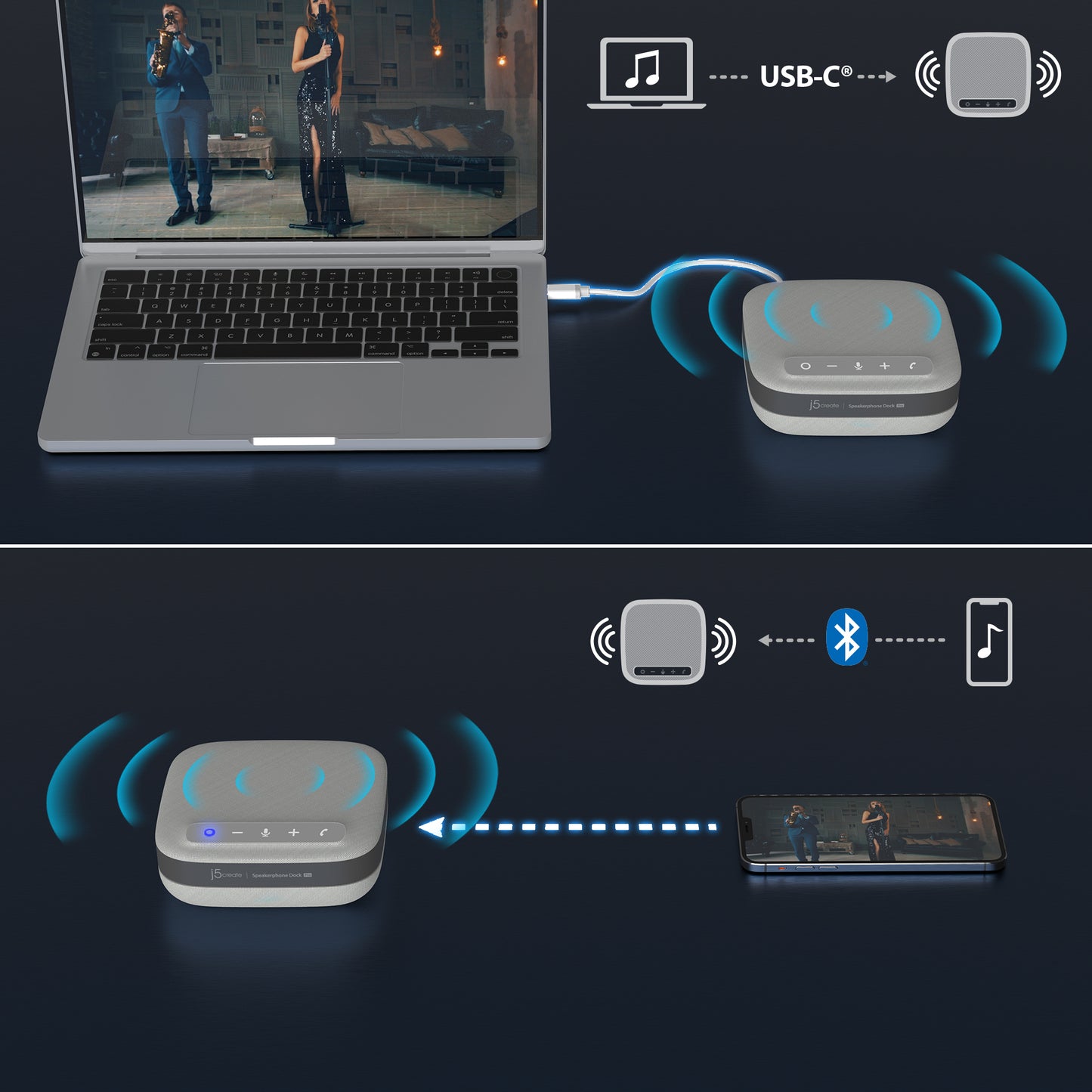 j5create JCDS337 USB-C® Speakerphone Docking Station