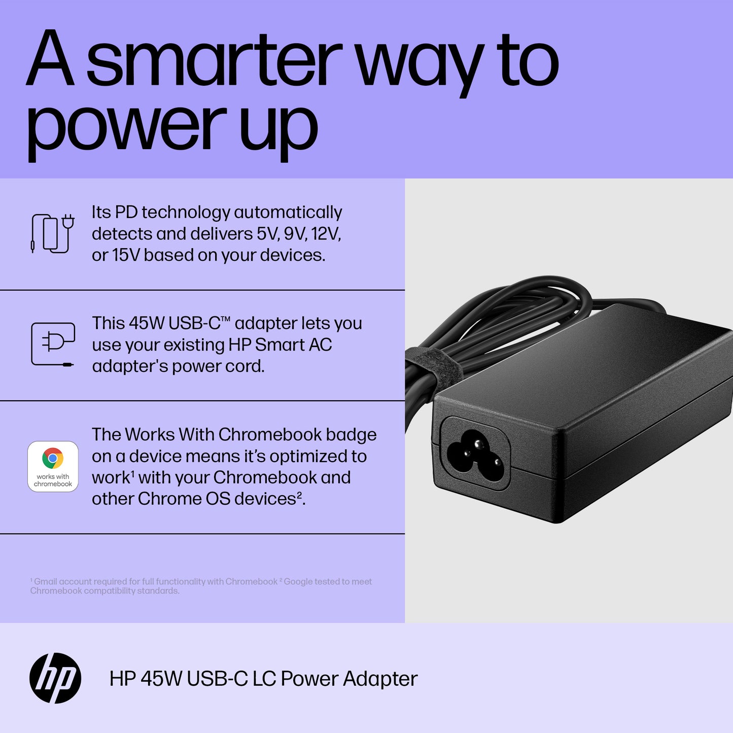 HP 45W USB-C LC Power Adapter Charger