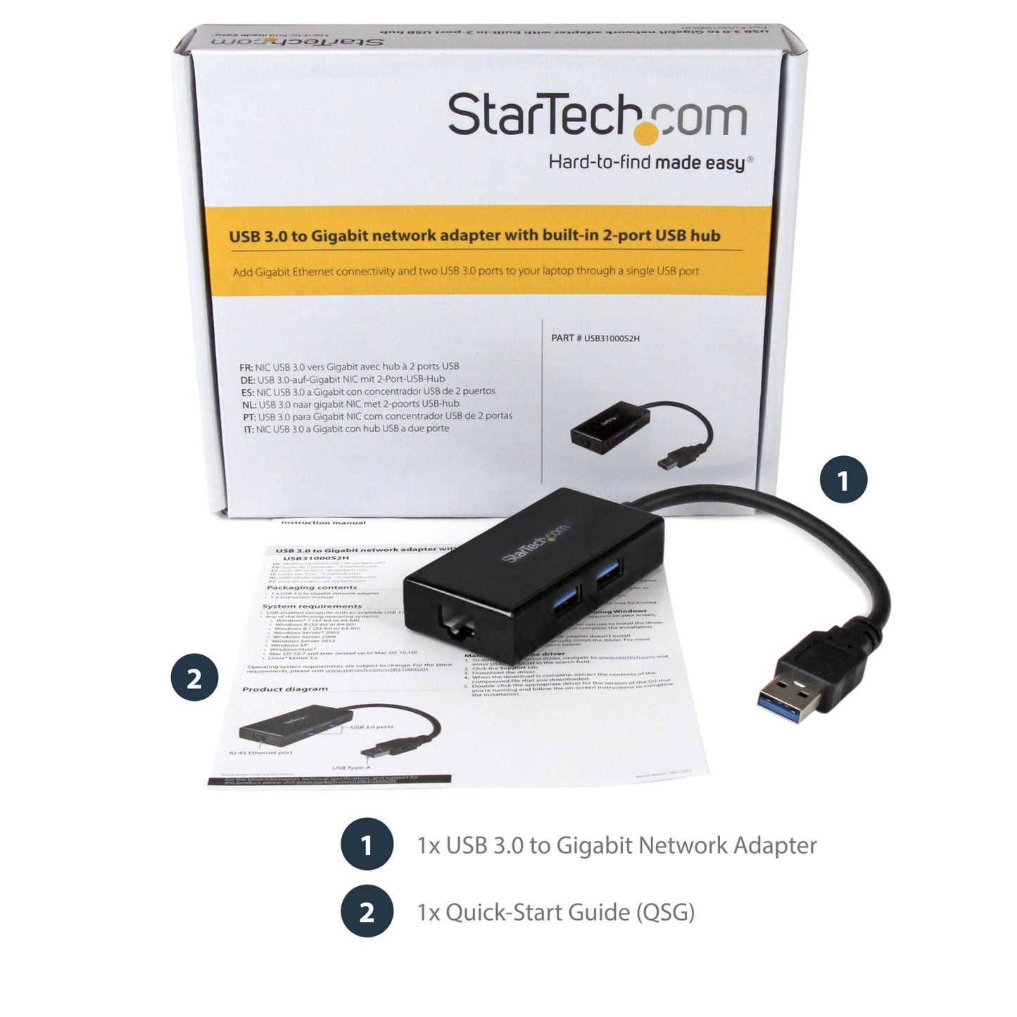 StarTech.com USB to Ethernet Adapter, USB 3.0 to 10/100/1000 Gigabit Ethernet LAN