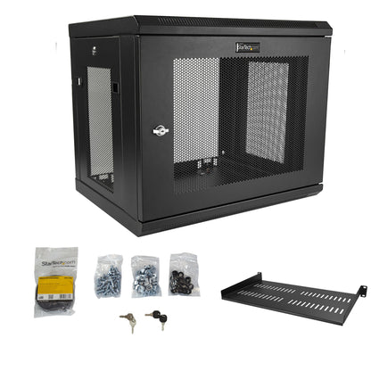 StarTech.com 2-Post 9U Wall Mount Network Cabinet with 1U Shelf, 19" Wall-Mounted Rack
