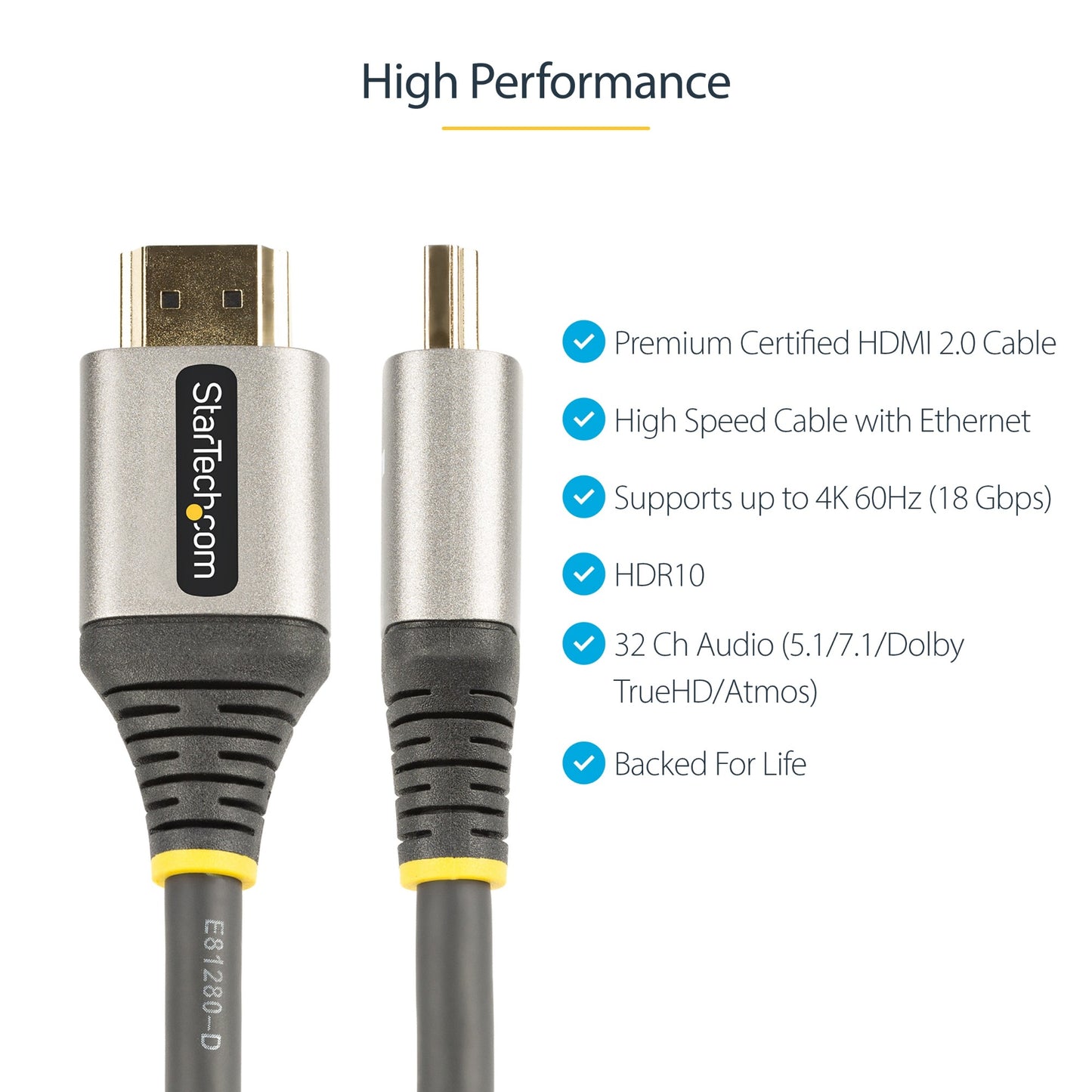 StarTech.com 13ft (4m) Premium Certified HDMI 2.0 Cable - High-Speed Ultra HD 4K