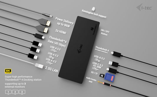 i-tec Thunderbolt4 Display + Thunderbolt 4 Docking Station 96W
