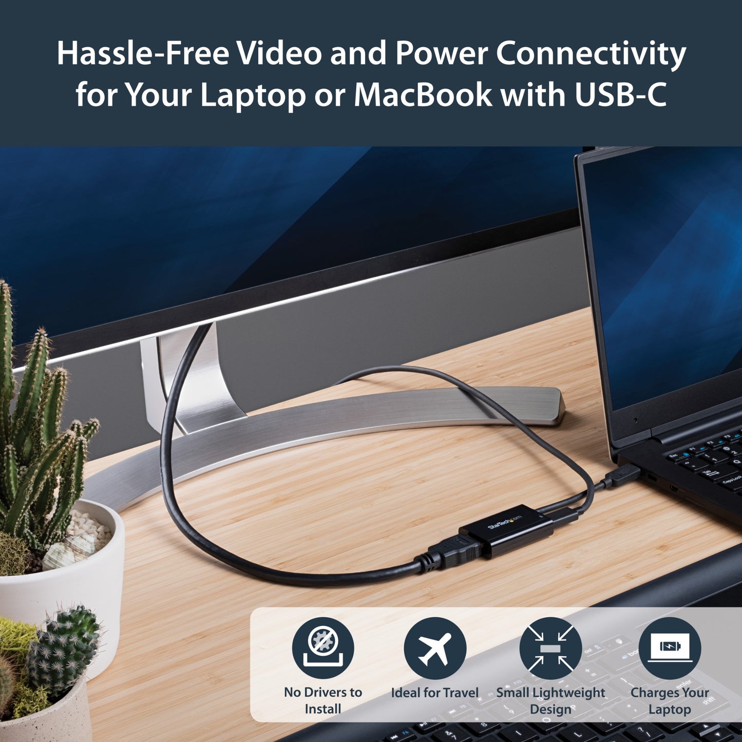 StarTech.com USB C to HDMI 2.0 Adapter with Power Delivery - 4K 60Hz USB Type-C to Hub