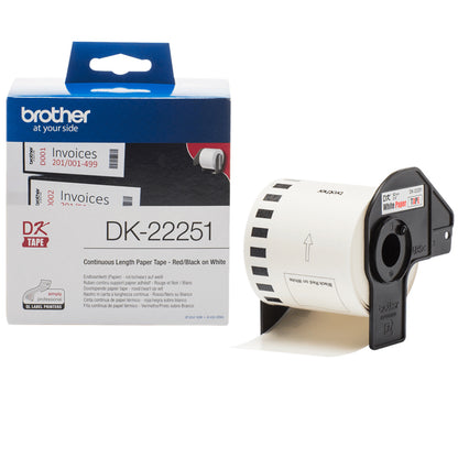 Brother DK22251 DirectLabel Etikettes red / black on white 62 mm x 15,24 m for Labels