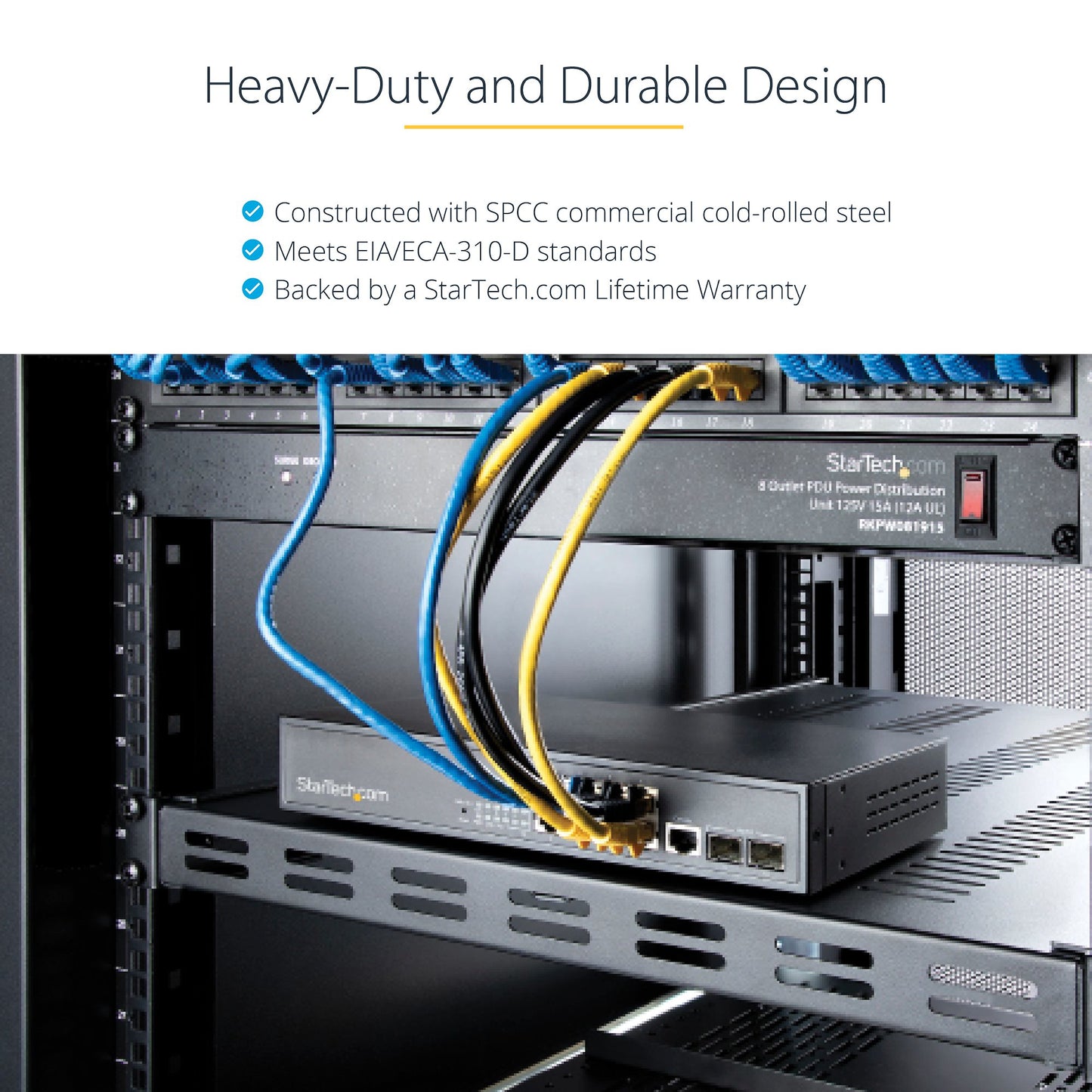 StarTech.com 1U 4-Post Adjustable Vented Server Rack Mount Shelf - 330lbs(150 kg)