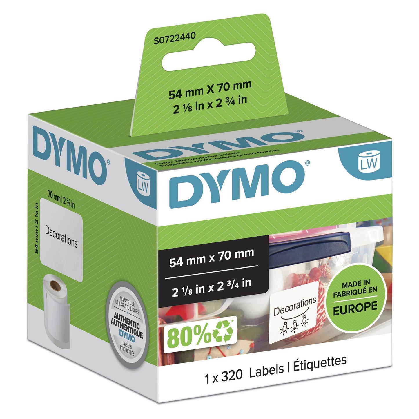 DYMO 99015/S0722440 DirectLabel-etikettes Disk 70mm x 54mm for Dymo 400 Duo/60mm Labels