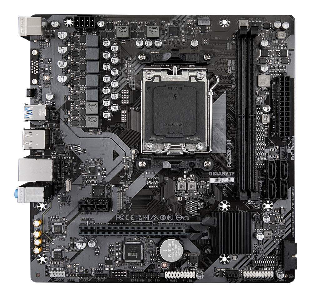 Gigabyte A620M H Motherboard - Supports AMD Ryzen 8000 CPUs, 5+2+2 Phases Digital