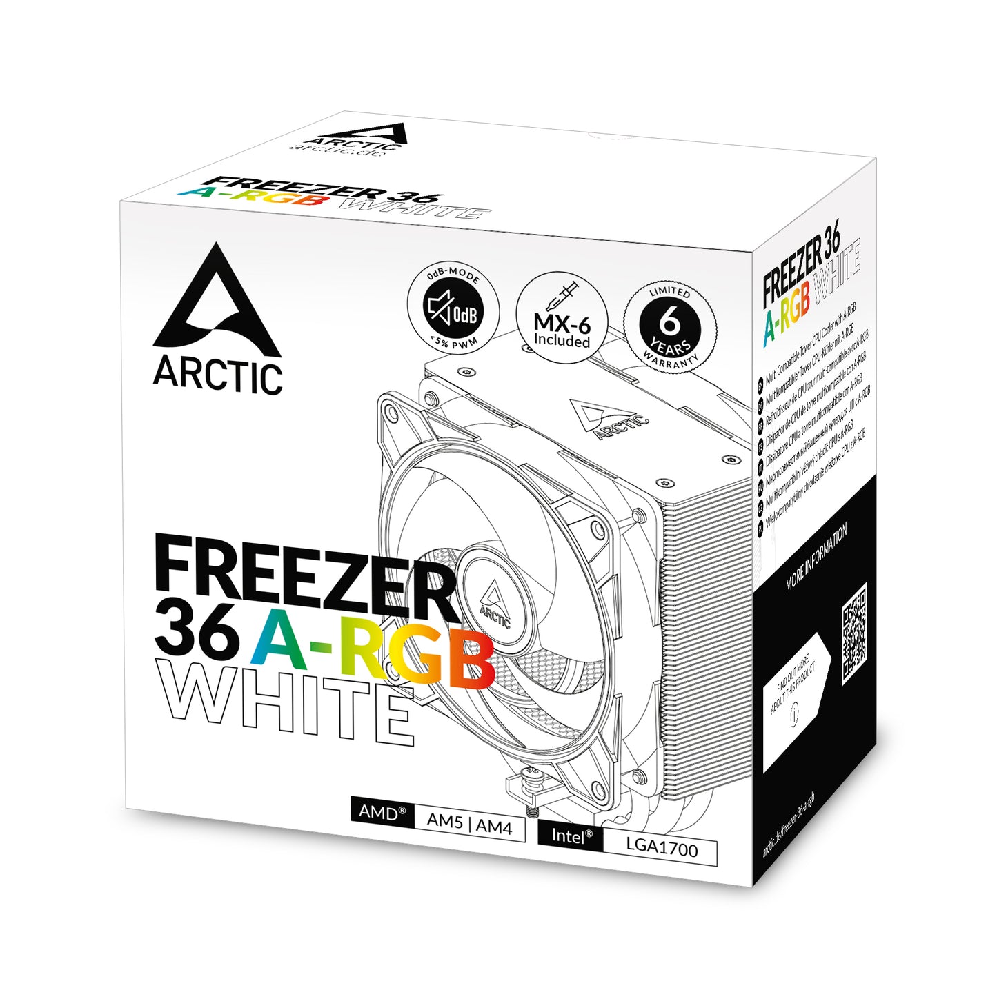 ARCTIC Freezer 36 A-RGB (White) Multi Compatible Tower CPU Cooler with A-RGB Cooling