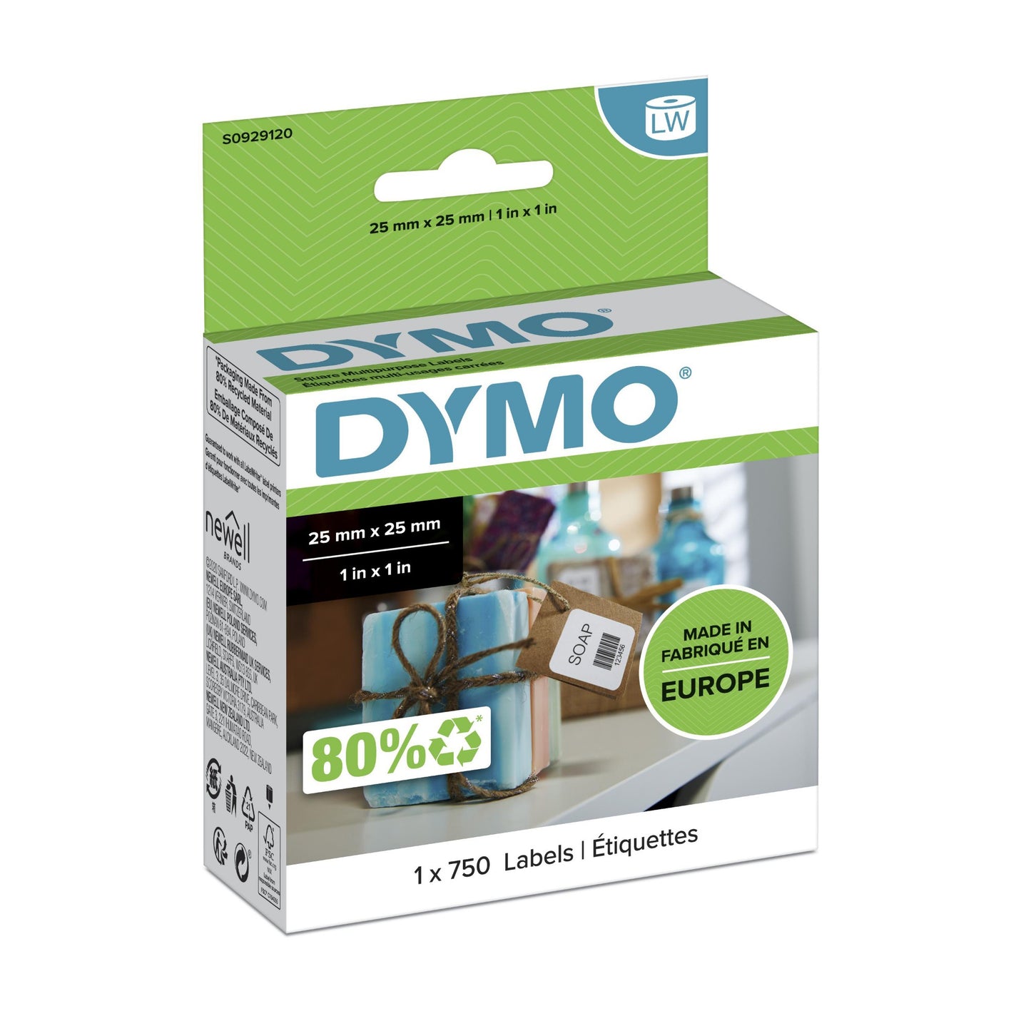 DYMO S0929120 DirectLabel-etikettes white 25mm x25 mm for Dymo LW 550 60mm/60mm Labels