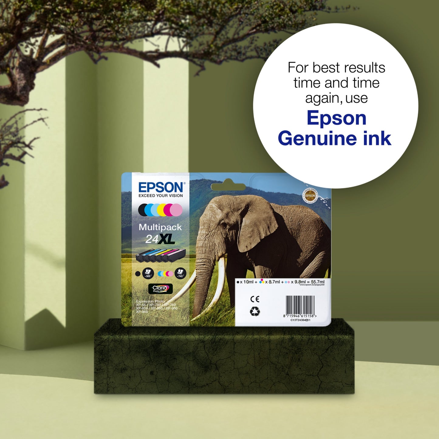 Epson C13T24214012/24 Black Ink Cartridge (360 pages, Epson XP 750)