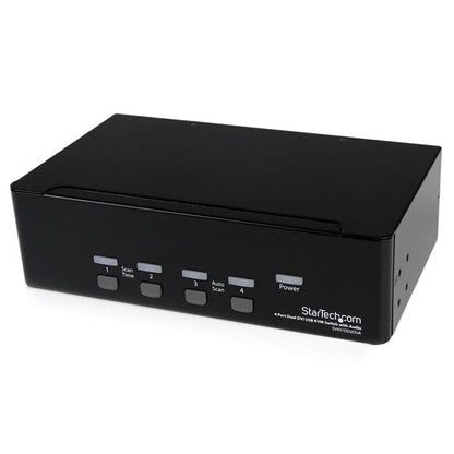 StarTech.com 4 Port Dual DVI USB KVM Switch with Audio & USB 2.0 Hub - TAA