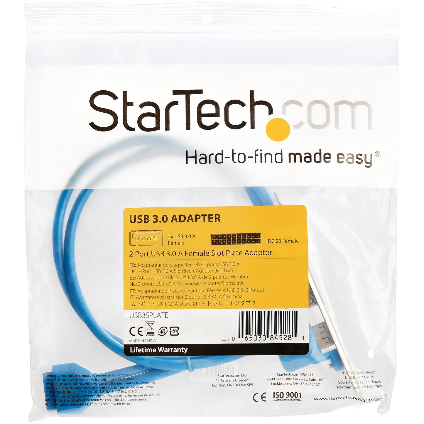 StarTech.com 2 Port USB 3.0 (5Gbps) A Female Slot Plate Adapter Hub