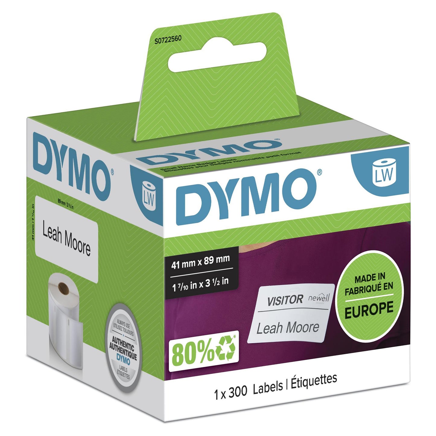 DYMO 11356/S0722560 DirectLabel-etikettes white 89mm x41mm for Dymo 400 Duo/60mm Labels