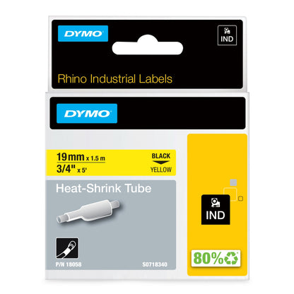 DYMO 18058/S0718340 Heat Shrink Tubes black on yellow 19mm x 1,5m for Dymo Rhino Labels