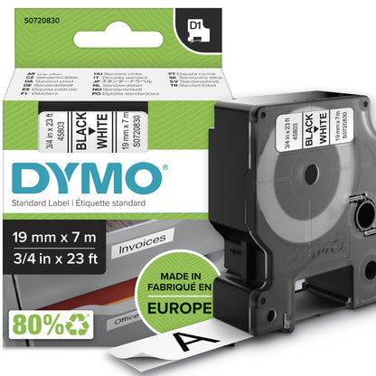 DYMO 45803/S0720830 DirectLabel-etikettes black on white 19mm x 7m for Dymo D1 Labels