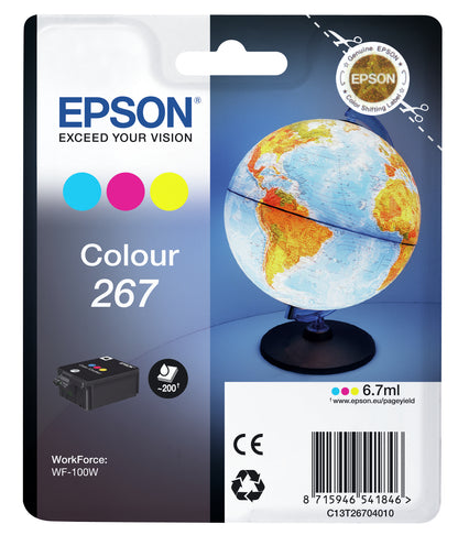 Epson C13T26704010/267 Color Ink Cartridge (200 pages, Epson WF-100 W)