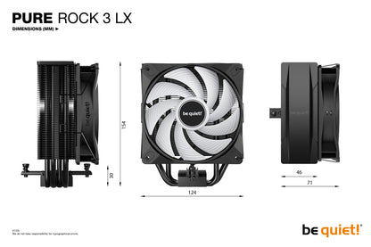 be quiet! Pure Rock 3 LX Processor Air cooler 12 cm Black 1 pc(s) Cooling