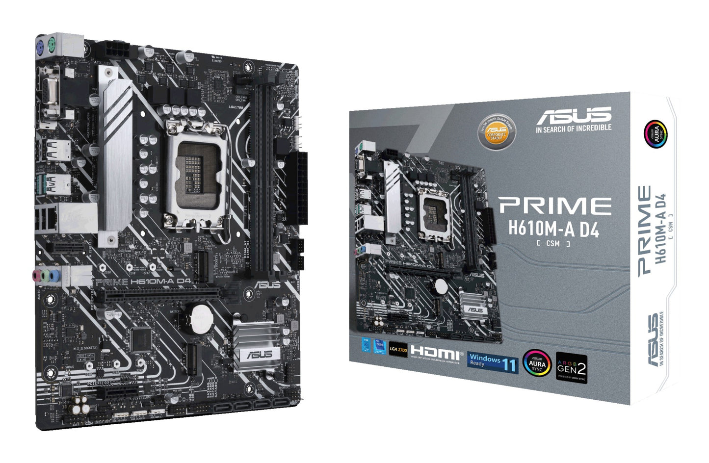 ASUS PRIME H610M-A D4-CSM Intel H610 LGA 1700 micro ATX Motherboard