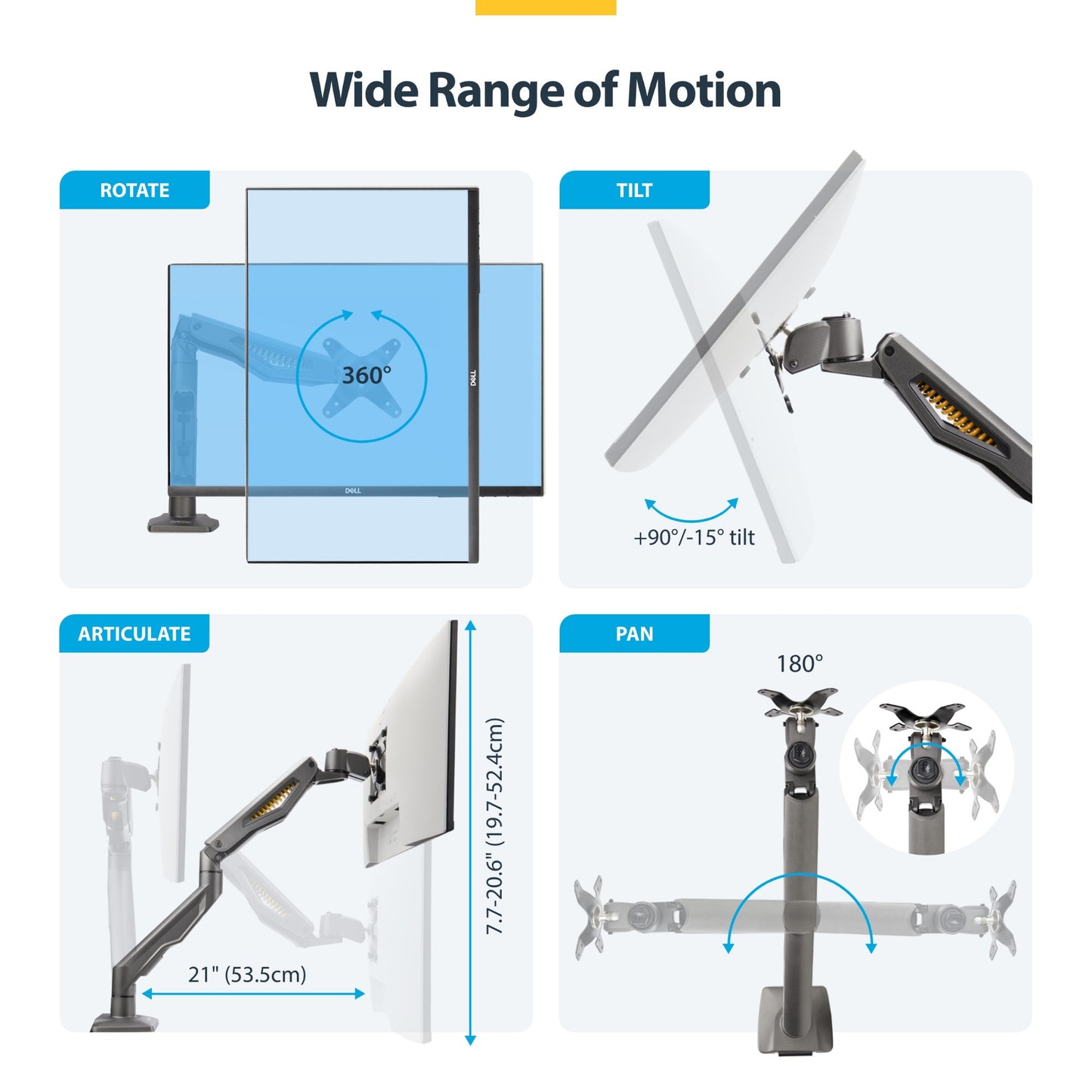 StarTech.com Desk Mount Monitor Arm, Up To 32" Display, Max 22lb/10kg, VESA