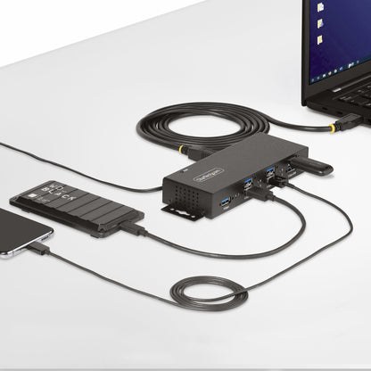 StarTech.com 7-Port Managed USB Hub with 7x USB-A, Heavy Duty with Metal Industrial