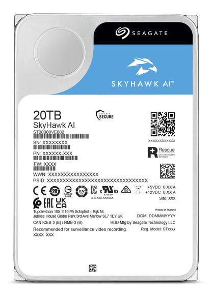 Seagate SkyHawk AI 20TB 3.5" SATA 7200 RPM Surveillance HDD