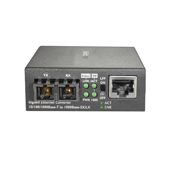 StarTech.com Multi-Mode (MM) SC Fiber Media Converter for 10/100/1000 Networks, Standalone Gigabit Ethernet to SC Fiber Converter, 850nm, 550m - TAA Networking