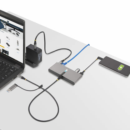 StarTech.com 2-Port Hub Ethernet USB-C Docking Station 100W