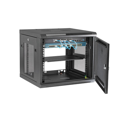 StarTech.com 4-Post 9U Wall Mount Network Cabinet with 1U Shelf, 19" Wall-Mounted Rack