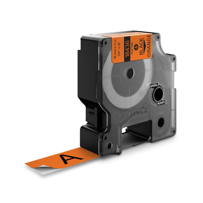 DYMO 18436/S0718500 Ribbon Vinyl black on orange 19mm x 5,5m for Dymo Rhino Labels