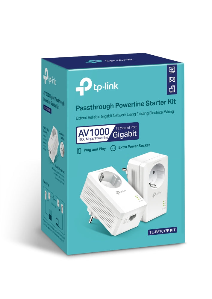 TP-LINK AV1000 Gigabit Passthrough Powerline Starter Kit Network Adapter