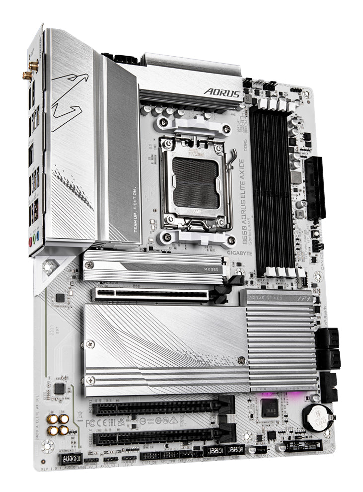 Gigabyte B650 AORUS ELITE AX ICE Motherboard - Supports AMD Ryzen 9000 CPUs, 12+2+2