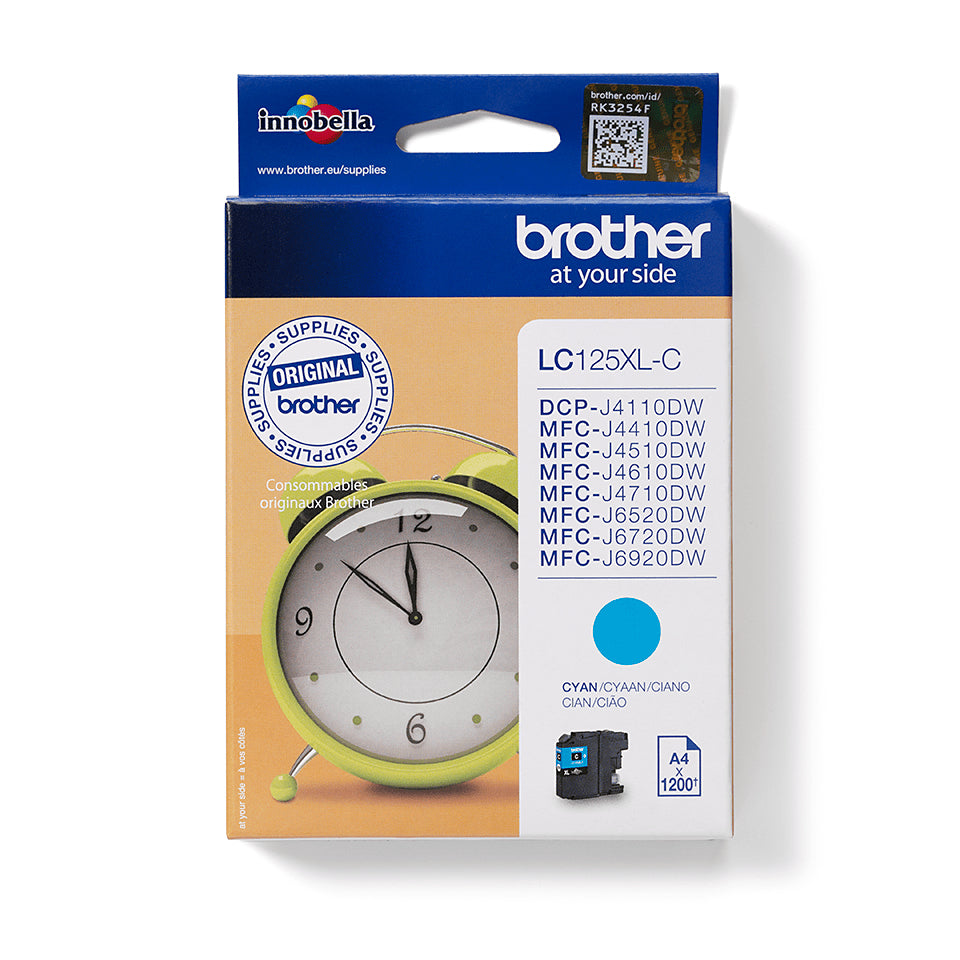 Brother LC-125XLC Cyan Ink Cartridge (1.2K pages)