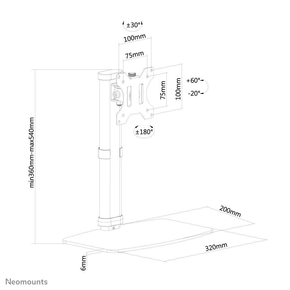 Neomounts FPMA-D890BLACK Monitor stand 10-30"