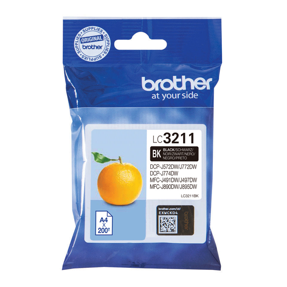 Brother LC-3211BK Black Ink Cartridge (200 pages, Brother DCP-J 772)