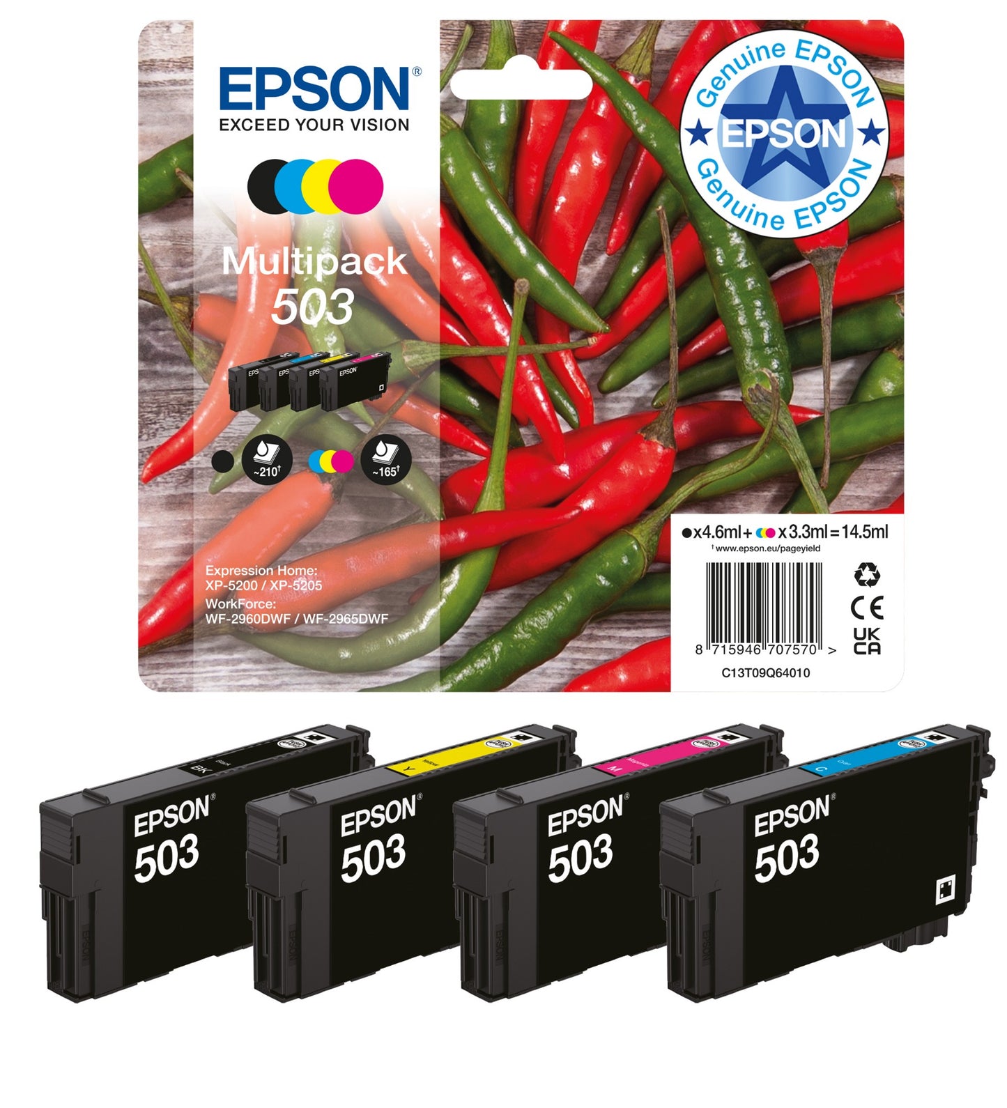 Epson C13T09R14010/503XL Black Ink Cartridge (550 pages, Epson XP-5200)