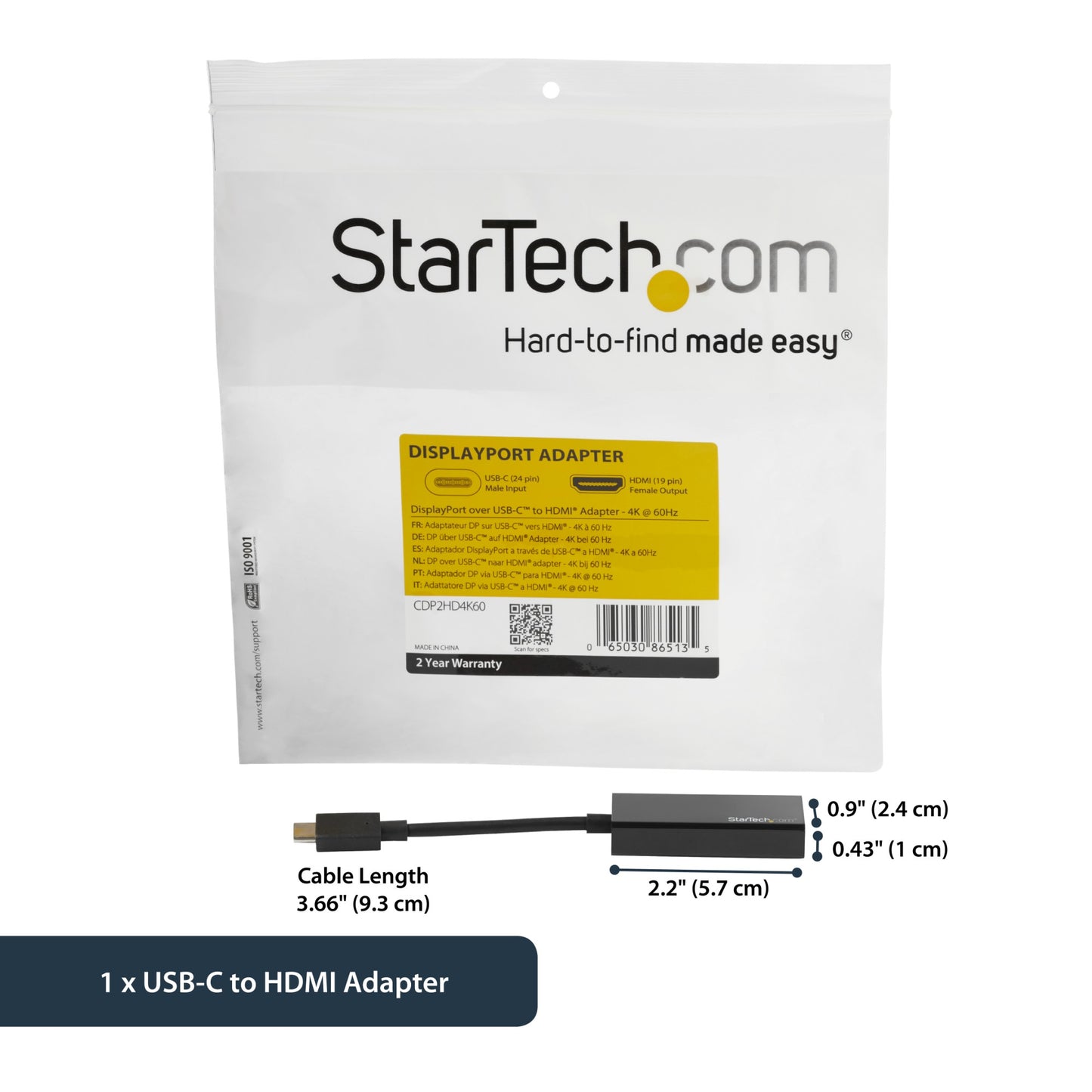 StarTech.com USB-C to HDMI Adapter - 4K 60Hz Hub