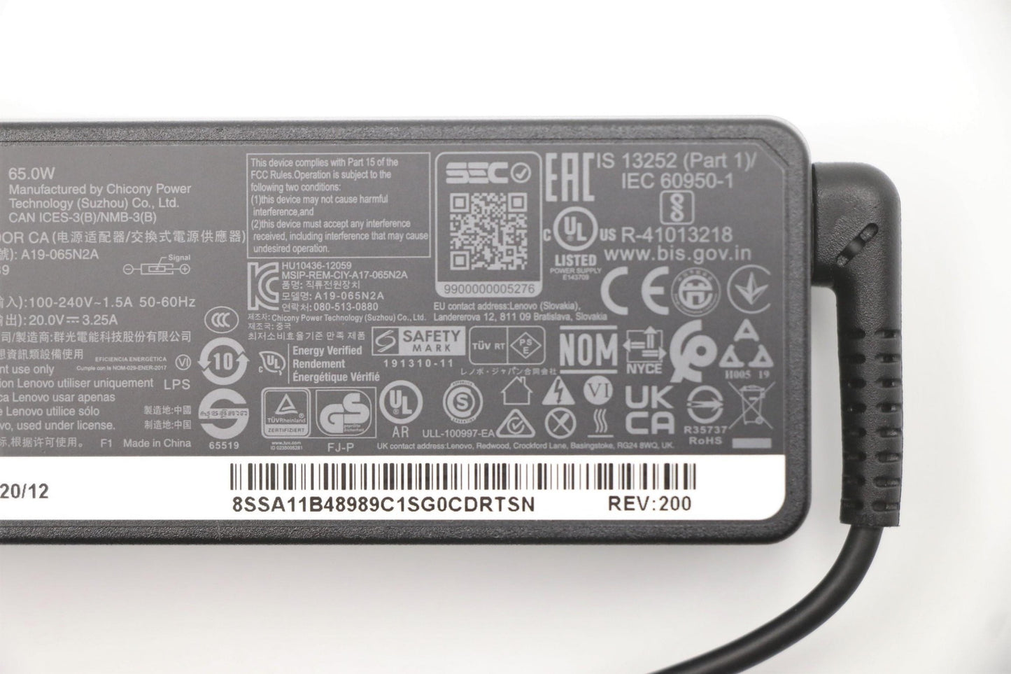 Lenovo 5A10V03250 power adapter/inverter Indoor 65 W Black Charger
