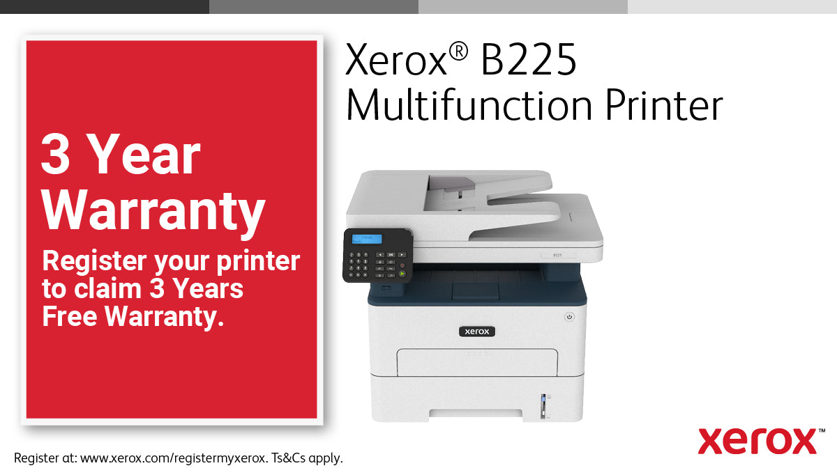 Xerox B225 A4 34ppm Wireless Duplex Copy/Print/Scan PS3 PCL5e/6 ADF 2 Trays 251 Printer