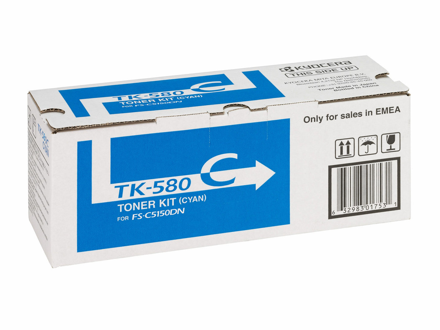 KYOCERA 1T02KTCNL0/TK-580C Cyan Toner Cartridge (2.8K pages, Kyocera FS-C 5150)