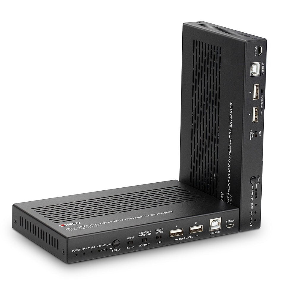 Lindy 100m Cat.6A HDMI 4K60, Audio, IR and RS-232 HDBaseT 3.0 KVM Extender KVM Switch